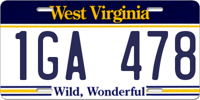 WV license plate 1GA478