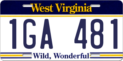 WV license plate 1GA481