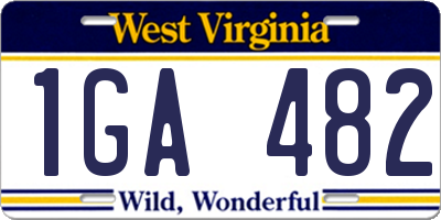 WV license plate 1GA482