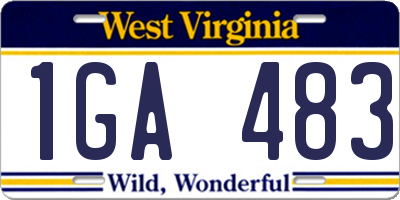 WV license plate 1GA483