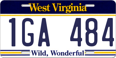 WV license plate 1GA484