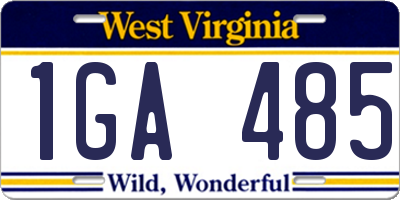 WV license plate 1GA485