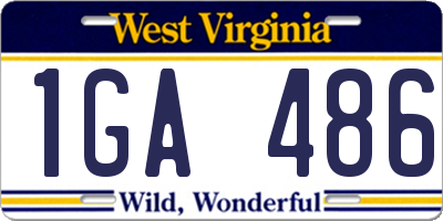 WV license plate 1GA486