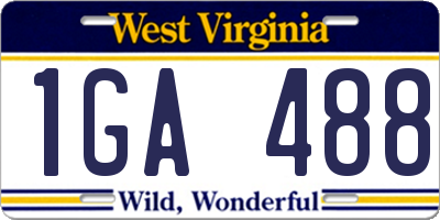 WV license plate 1GA488