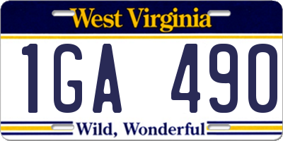 WV license plate 1GA490