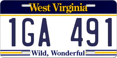 WV license plate 1GA491