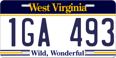 WV license plate 1GA493