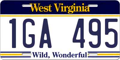 WV license plate 1GA495