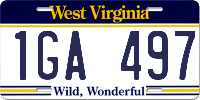 WV license plate 1GA497