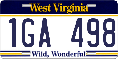 WV license plate 1GA498