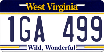 WV license plate 1GA499