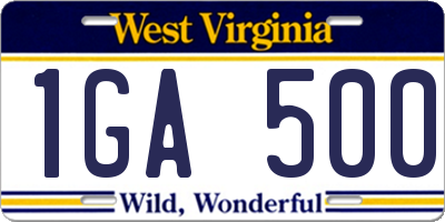 WV license plate 1GA500