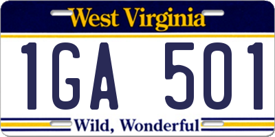 WV license plate 1GA501