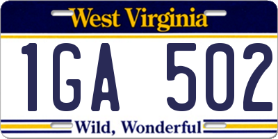 WV license plate 1GA502