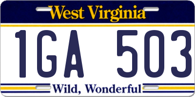 WV license plate 1GA503