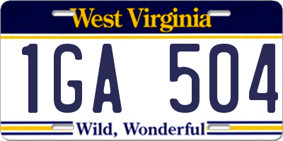 WV license plate 1GA504
