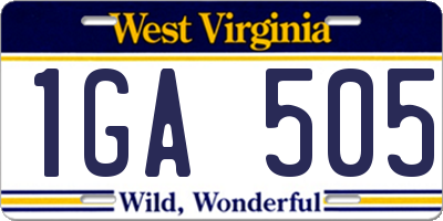 WV license plate 1GA505