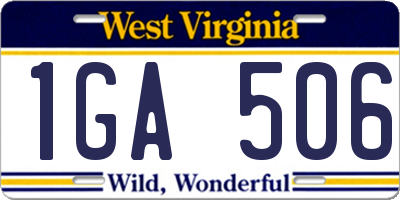 WV license plate 1GA506