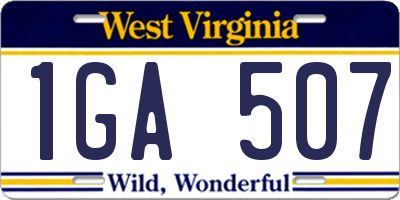 WV license plate 1GA507