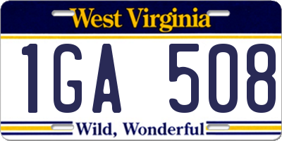 WV license plate 1GA508