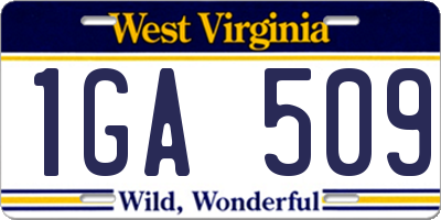 WV license plate 1GA509