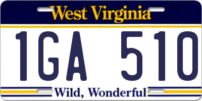 WV license plate 1GA510