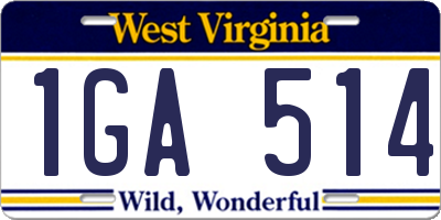 WV license plate 1GA514