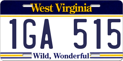 WV license plate 1GA515