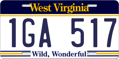 WV license plate 1GA517