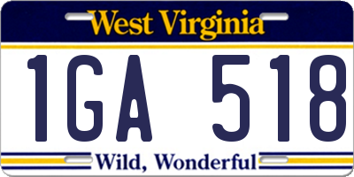 WV license plate 1GA518