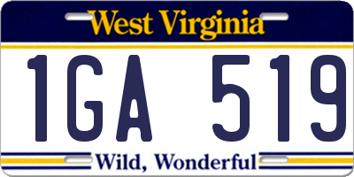 WV license plate 1GA519