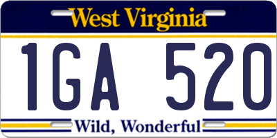 WV license plate 1GA520
