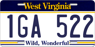 WV license plate 1GA522