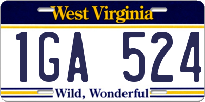 WV license plate 1GA524