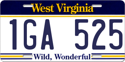 WV license plate 1GA525