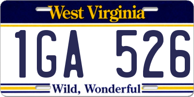 WV license plate 1GA526