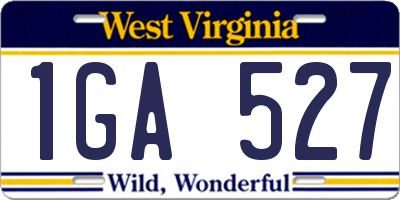 WV license plate 1GA527