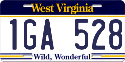 WV license plate 1GA528