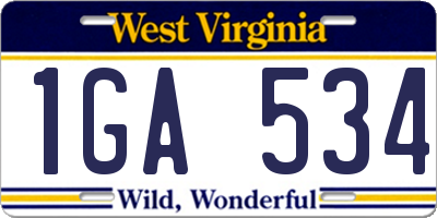 WV license plate 1GA534