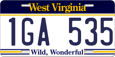 WV license plate 1GA535