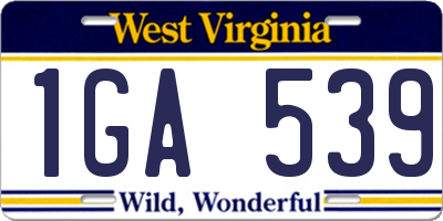 WV license plate 1GA539