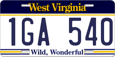 WV license plate 1GA540