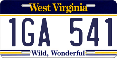 WV license plate 1GA541