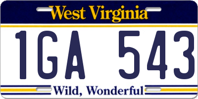 WV license plate 1GA543