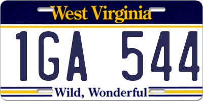 WV license plate 1GA544