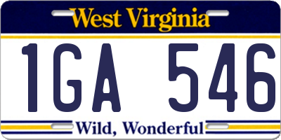WV license plate 1GA546