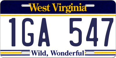 WV license plate 1GA547