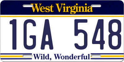 WV license plate 1GA548