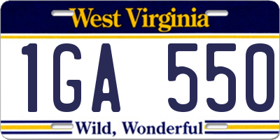 WV license plate 1GA550