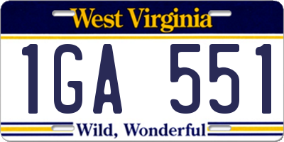 WV license plate 1GA551